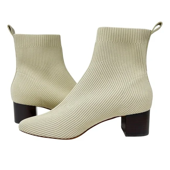 Everlane Cream Ribbed Ankle Booties - Picture 3 of 9